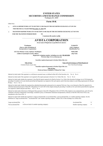 Thumbnail Avista
 10-K Annual Report 2016