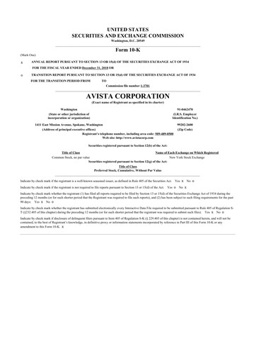 Thumbnail Avista
 10-K Annual Report 2018