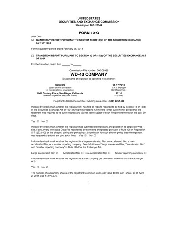 Miniature WD-40 Company
 10-Q Rapport trimestriel 2014 