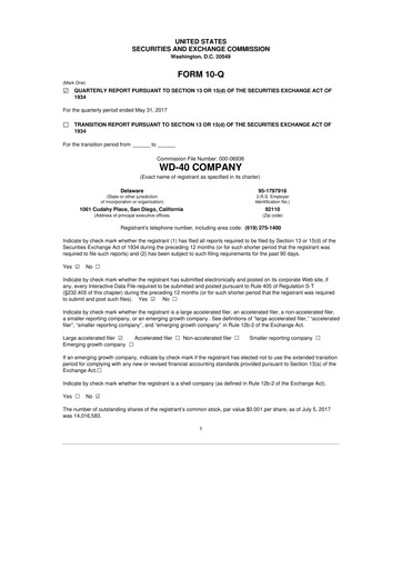 Miniature WD-40 Company
 10-Q Rapport trimestriel 2017 