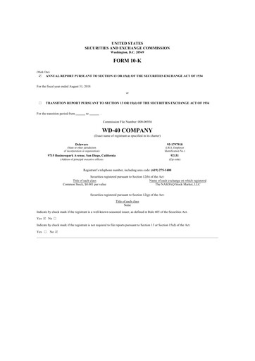 Thumbnail WD-40 Company
 10-K Annual Report 2018