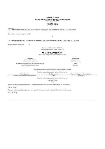 Thumbnail WD-40 Company
 10-K Annual Report 2021