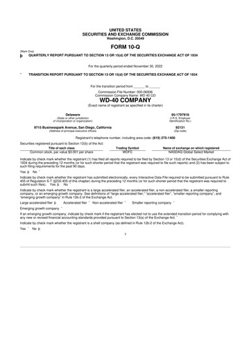 Miniature WD-40 Company
 10-Q Rapport trimestriel 2023 