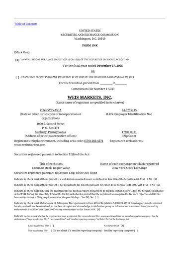 Thumbnail Weis Markets
 10-K Annual Report 