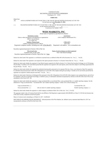 Thumbnail Weis Markets
 10-K Annual Report 2016