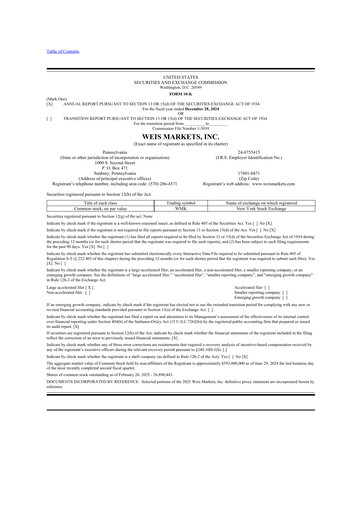 Thumbnail Weis Markets
 10-K Annual Report 2024