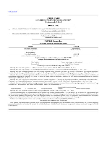 Thumbnail Emcor 10-K Annual Report 2014