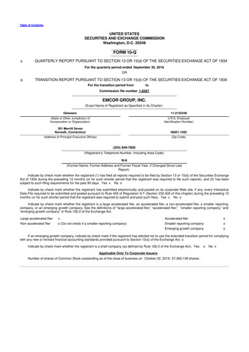 Thumbnail Emcor 10-Q Quarterly Report FY2018 