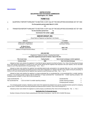 Thumbnail Emcor 10-Q Quarterly Report FY2019 