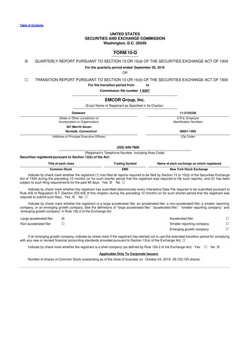 Thumbnail Emcor 10-Q Quarterly Report FY2019 