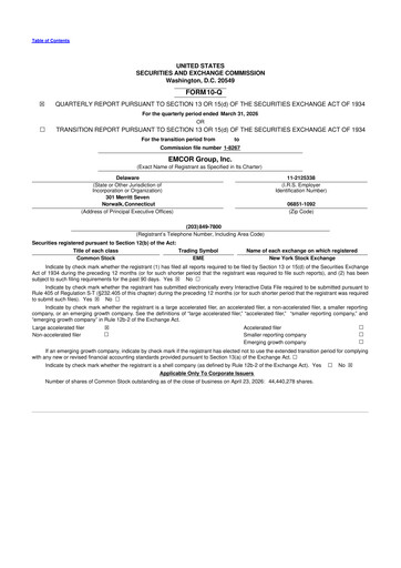 Thumbnail Emcor 10-Q Quarterly Report FY 
