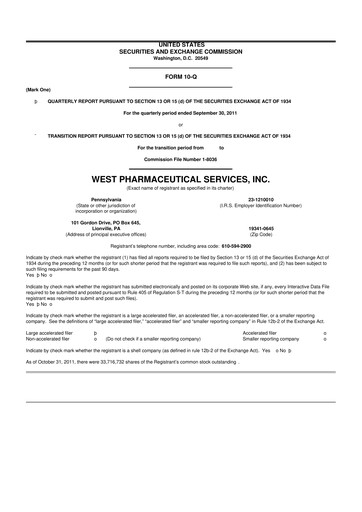 Vorschaubild West Pharmaceutical Services 10-Q Quartalsbericht 2011 