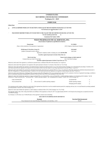 Thumbnail West Pharmaceutical Services 10-K Annual Report 2017