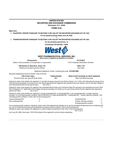 Thumbnail West Pharmaceutical Services 10-Q Quarterly Report FY2026 