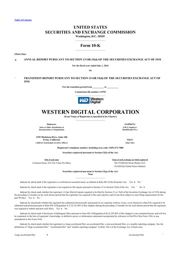 Thumbnail Western Digital 10-K Annual Report 2016