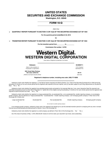 Thumbnail Western Digital 10-Q Quarterly Report FY2018 