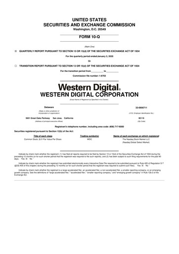 Thumbnail Western Digital 10-Q Quarterly Report FY2020 