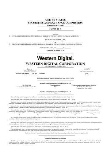 Thumbnail Western Digital 10-K Annual Report 2021