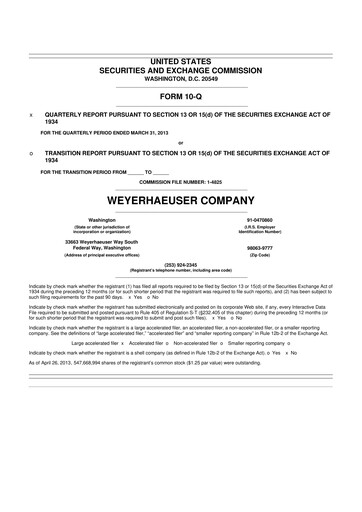Thumbnail Weyerhaeuser
 10-Q Quarterly Report FY2013 