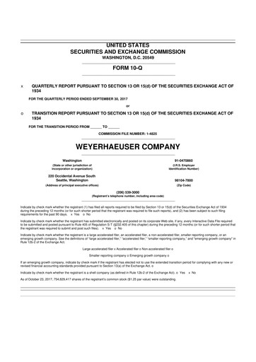 Thumbnail Weyerhaeuser
 10-Q Quarterly Report FY2017 