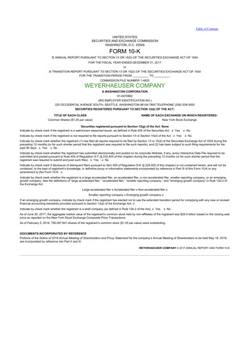 Thumbnail Weyerhaeuser
 10-K Annual Report 2017