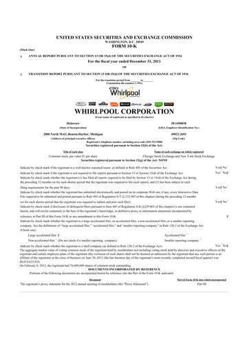 Thumbnail Whirlpool 10-K Annual Report 2011