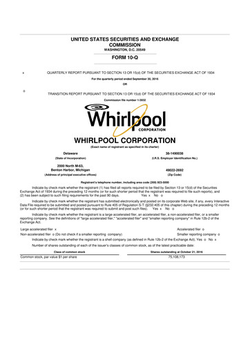 Thumbnail Whirlpool 10-Q Quarterly Report FY 