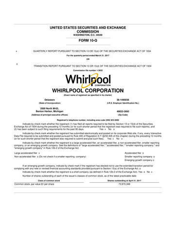Thumbnail Whirlpool 10-Q Quarterly Report FY 