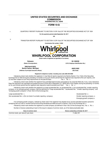 Thumbnail Whirlpool 10-Q Quarterly Report FY 