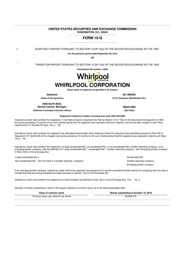 Thumbnail Whirlpool 10-Q Quarterly Report FY 