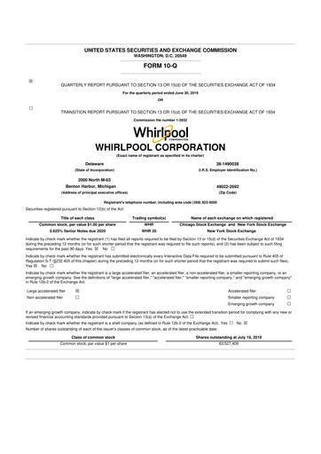 Thumbnail Whirlpool 10-Q Quarterly Report FY 