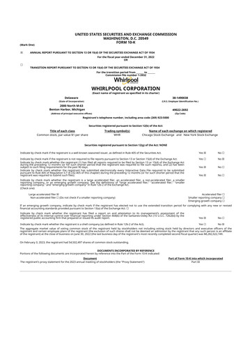 Thumbnail Whirlpool 10-K Annual Report 2022