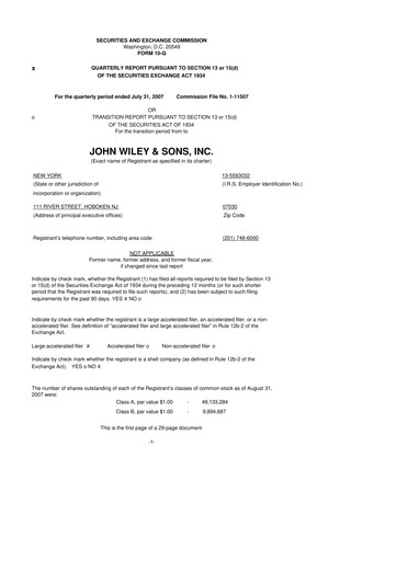 Thumbnail John Wiley & Sons 10-Q Quarterly Report FY 