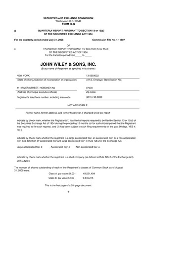 Thumbnail John Wiley & Sons 10-Q Quarterly Report FY 