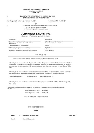 Thumbnail John Wiley & Sons 10-Q Quarterly Report FY 