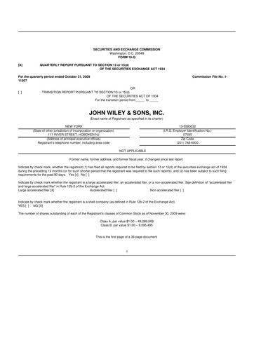 Thumbnail John Wiley & Sons 10-Q Quarterly Report FY 