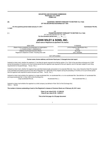 Thumbnail John Wiley & Sons 10-Q Quarterly Report FY 