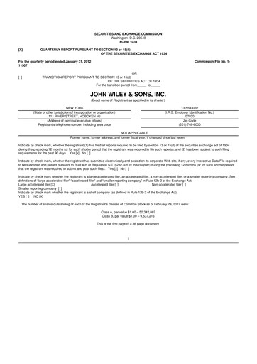 Thumbnail John Wiley & Sons 10-Q Quarterly Report FY2012 