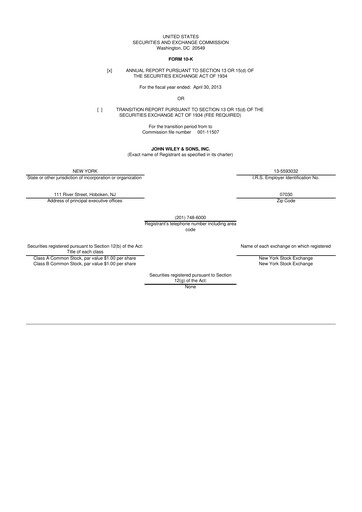 Thumbnail John Wiley & Sons 10-K Annual Report 2013