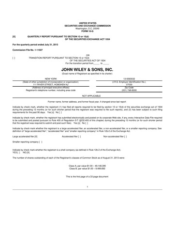 Thumbnail John Wiley & Sons 10-Q Quarterly Report FY2014 
