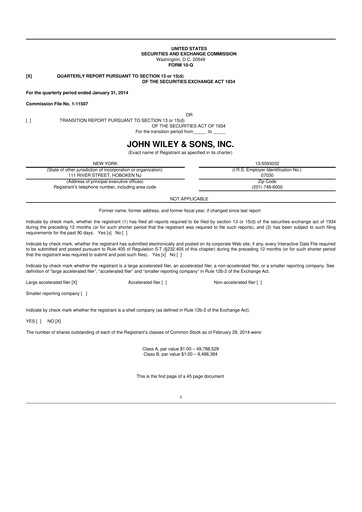 Thumbnail John Wiley & Sons 10-Q Quarterly Report FY2014 