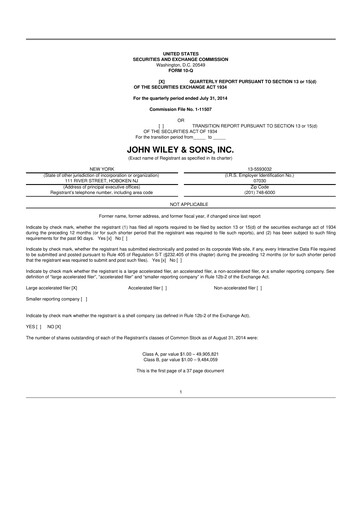 Thumbnail John Wiley & Sons 10-Q Quarterly Report FY2015 