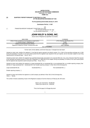 Thumbnail John Wiley & Sons 10-Q Quarterly Report FY2015 