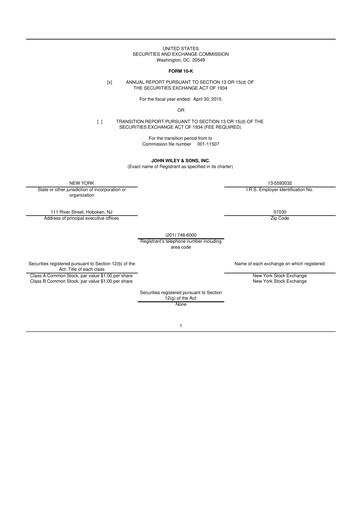 Thumbnail John Wiley & Sons 10-K Annual Report 2015