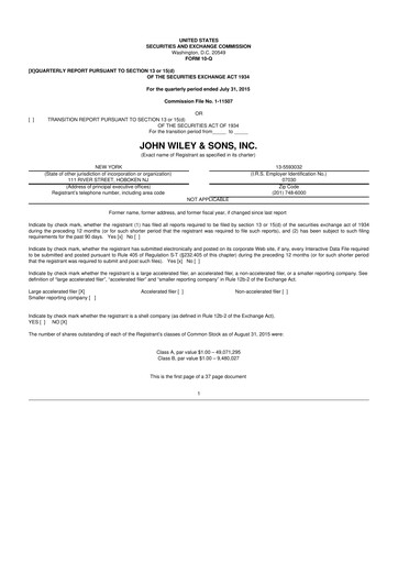Thumbnail John Wiley & Sons 10-Q Quarterly Report FY2016 