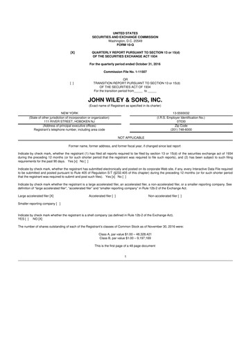 Thumbnail John Wiley & Sons 10-Q Quarterly Report FY2017 