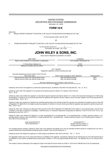 Thumbnail John Wiley & Sons 10-K Annual Report 2019