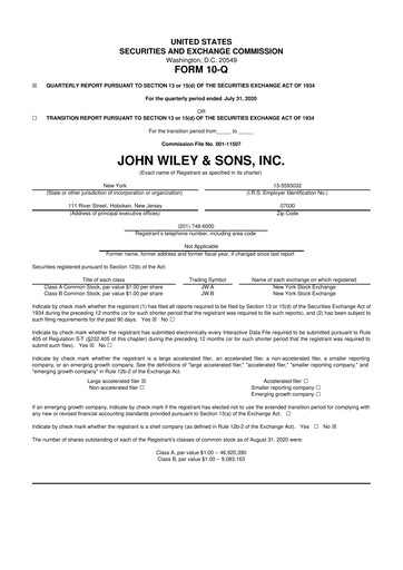 Thumbnail John Wiley & Sons 10-Q Quarterly Report FY2021 
