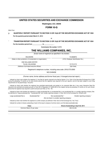 Thumbnail Williams Companies
 10-Q Quarterly Report FY2014 