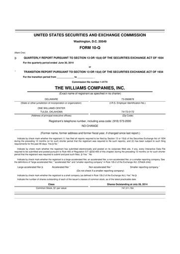 Thumbnail Williams Companies
 10-Q Quarterly Report FY2014 